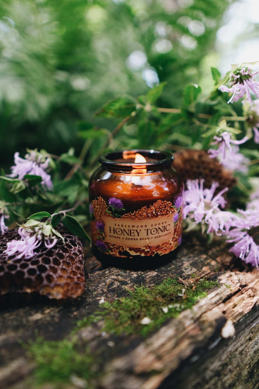 Honey Tonic | 8oz Apothecary Soy Candle | Wild Beragmot, Honey and Tonka