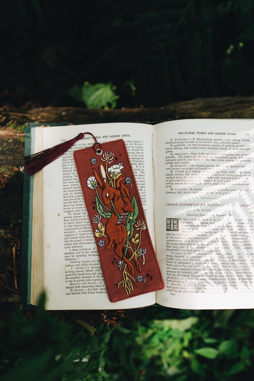 Spring Hare | Embroidered Bookmark