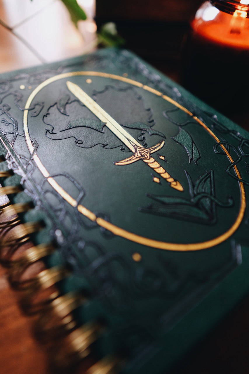 PREORDER | Sword of the Spirit | Gold Spiral Bound Notebook | Whimsy Knight | Lined, Blank, Dot Grid | A5 | 6" x 9"