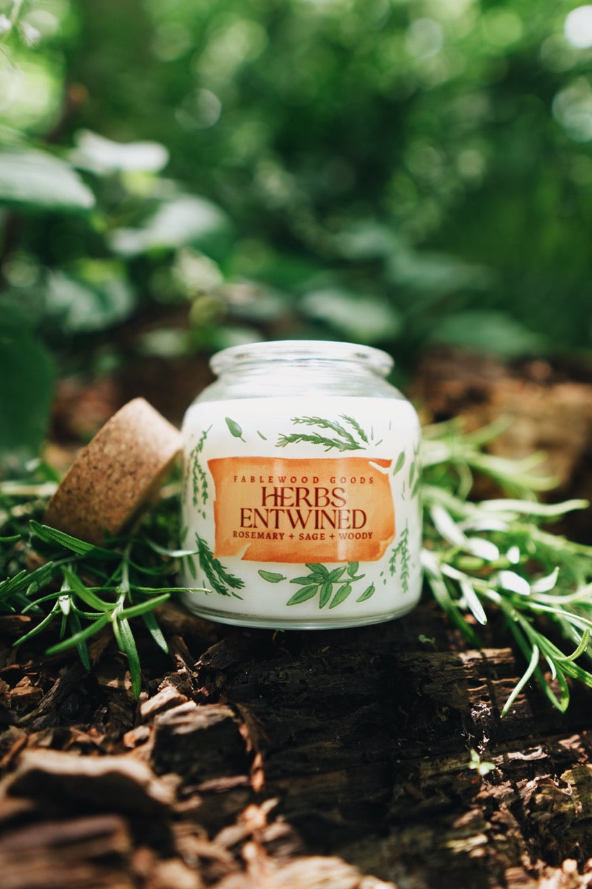 Herbs Entwined | 8oz Apothecary Soy Candle | Rosemary, Sage and Woody