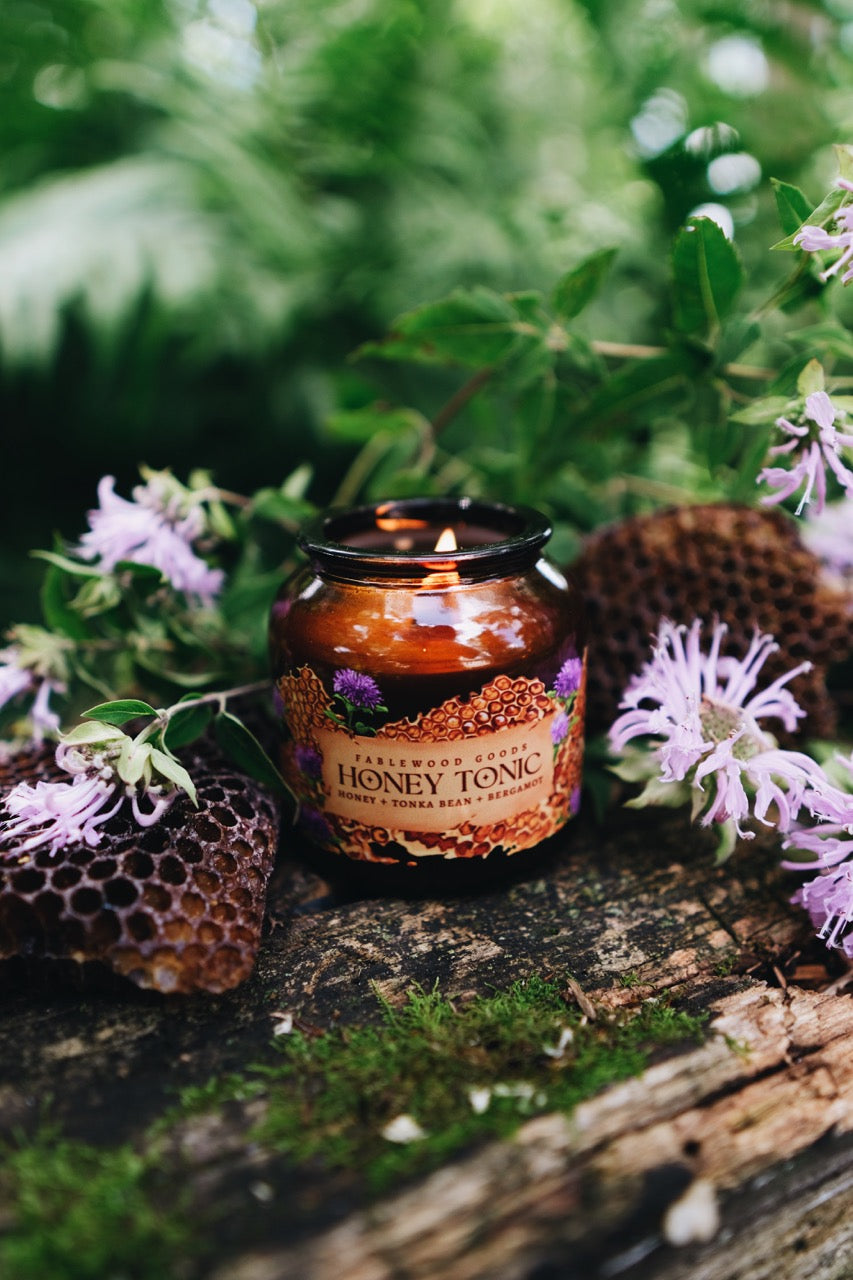 Honey Tonic | 8oz Apothecary Soy Candle | Wild Beragmot, Honey and Tonka