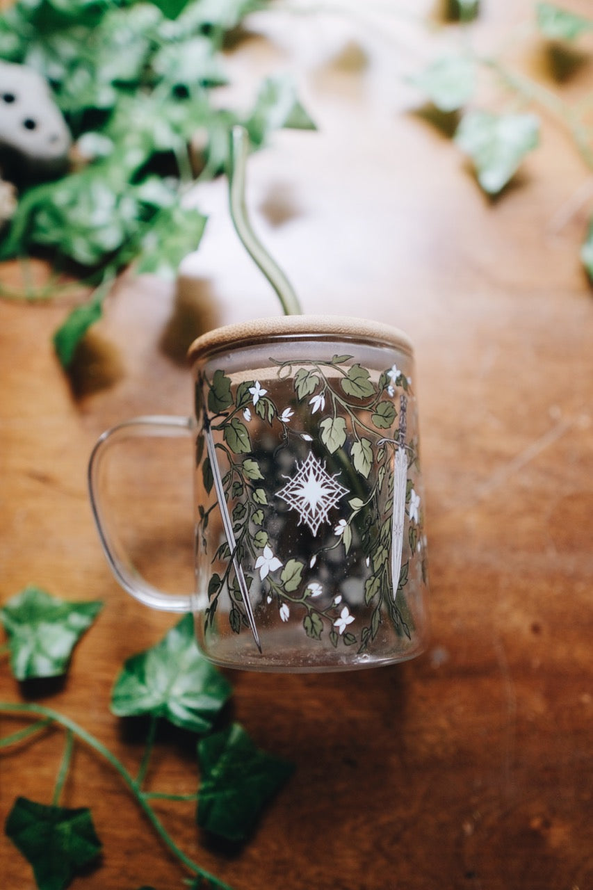Everbloom Ivy Mug | With Bamboo Lid & Green Glass Straw | 14oz | Warriors & Mages