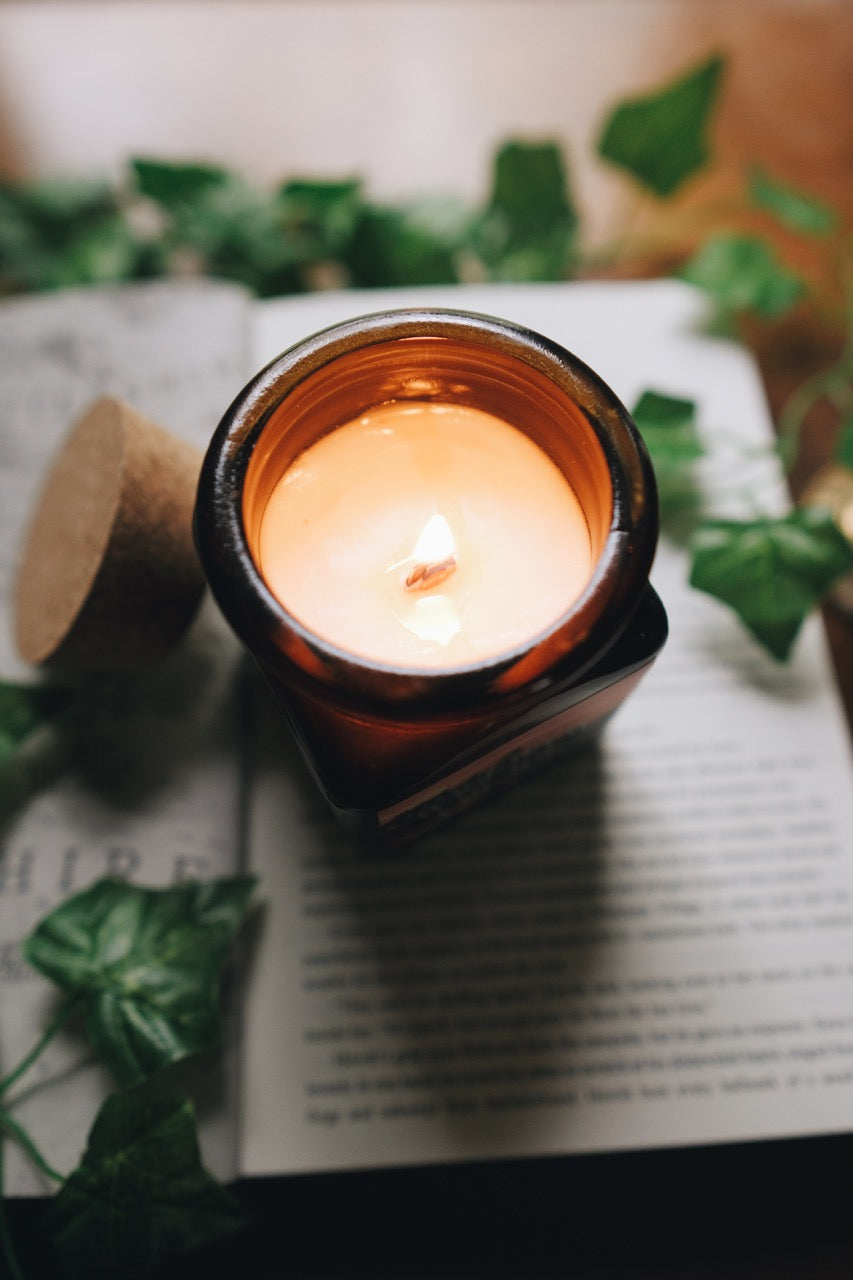 Wickham Village | 9oz Apothecary Soy Candle | Wood Wick | Rose, Ivy, + Black Tea | Regency Romance