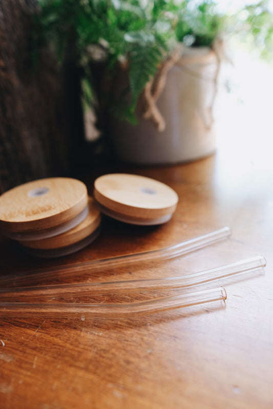 16oz Bamboo Lid & Glass Straw | ADD ON