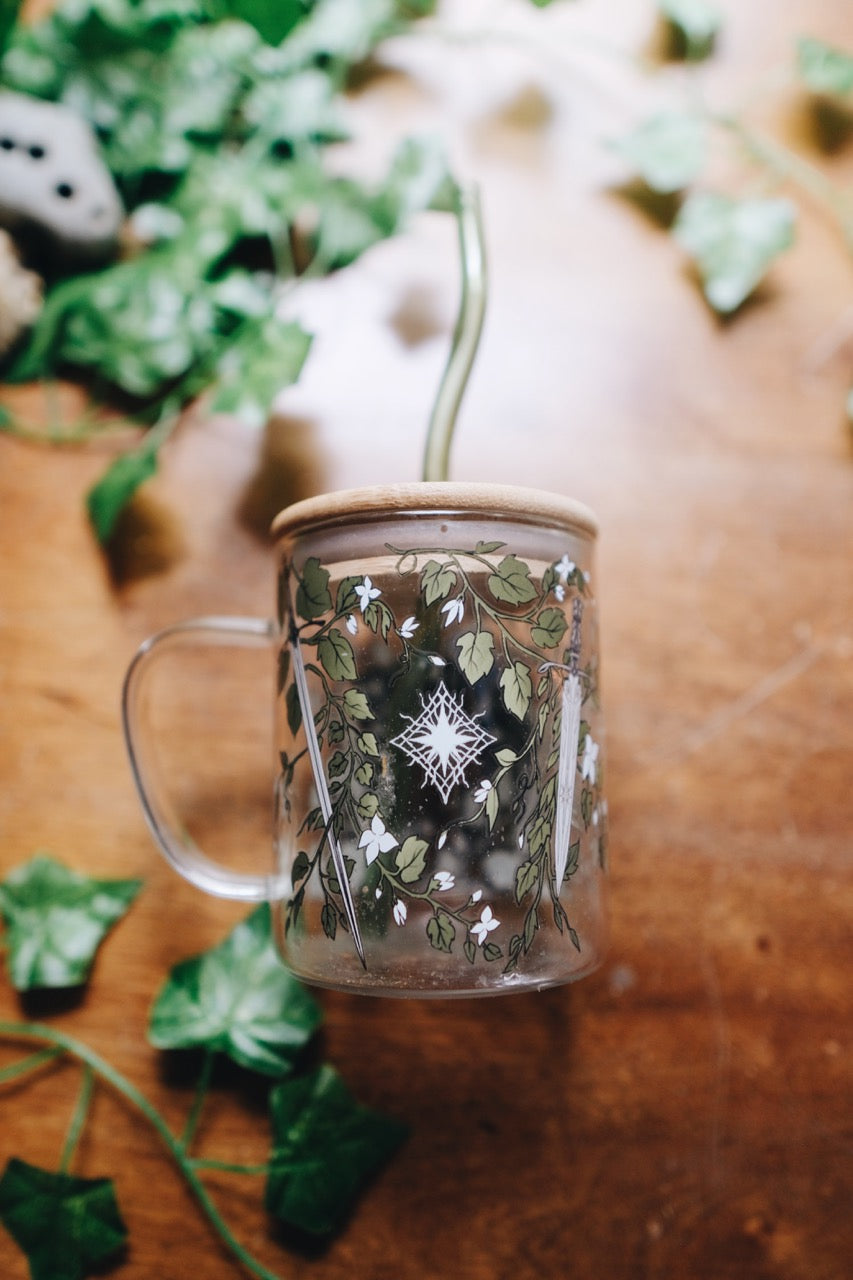Everbloom Ivy Mug | With Bamboo Lid & Green Glass Straw | 14oz | Warriors & Mages