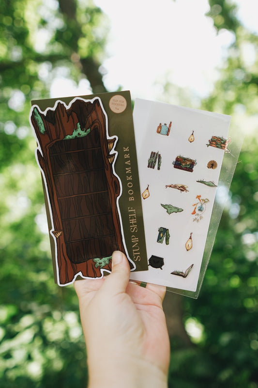 Stump Shelf Double-Sided Bookmark with Sticker Sheet