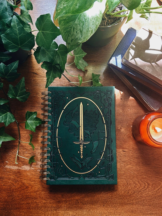 PREORDER | Sword of the Spirit | Gold Spiral Bound Notebook | Whimsy Knight | Lined, Blank, Dot Grid | A5 | 6" x 9"