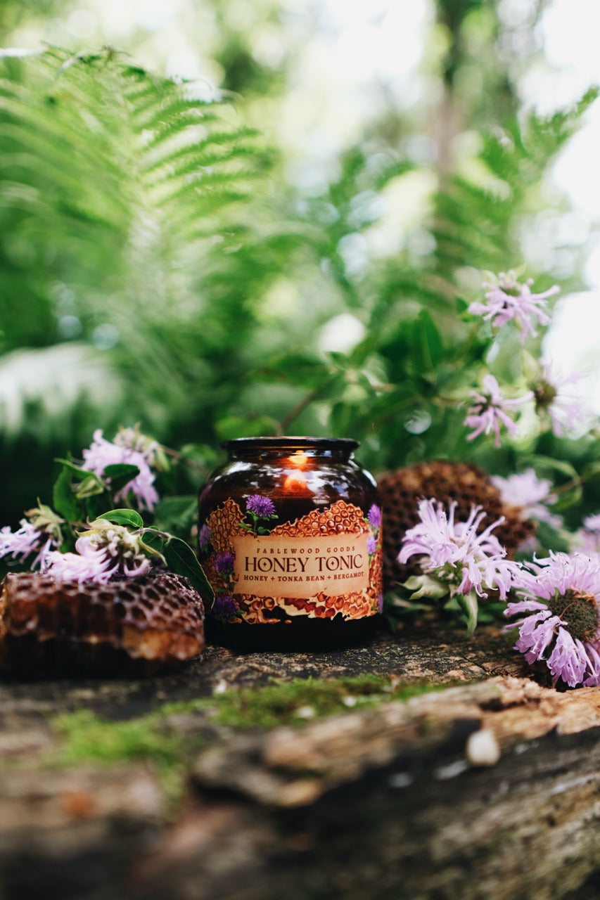 Honey Tonic | 8oz Apothecary Soy Candle | Wild Beragmot, Honey and Tonka