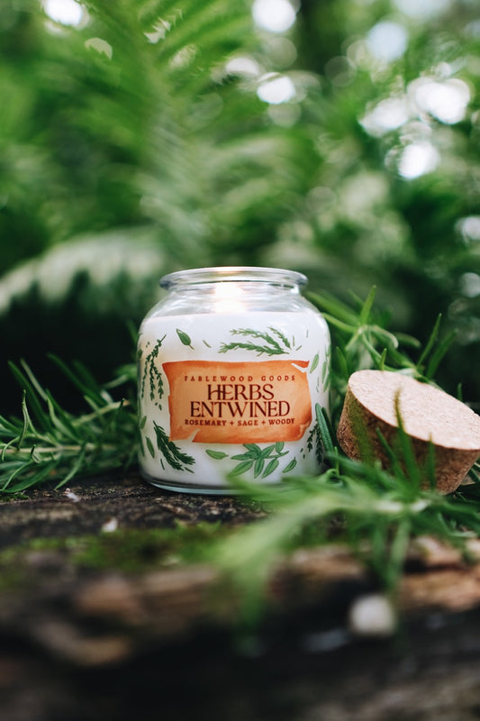 Herbs Entwined | 8oz Apothecary Soy Candle | Rosemary, Sage and Woody