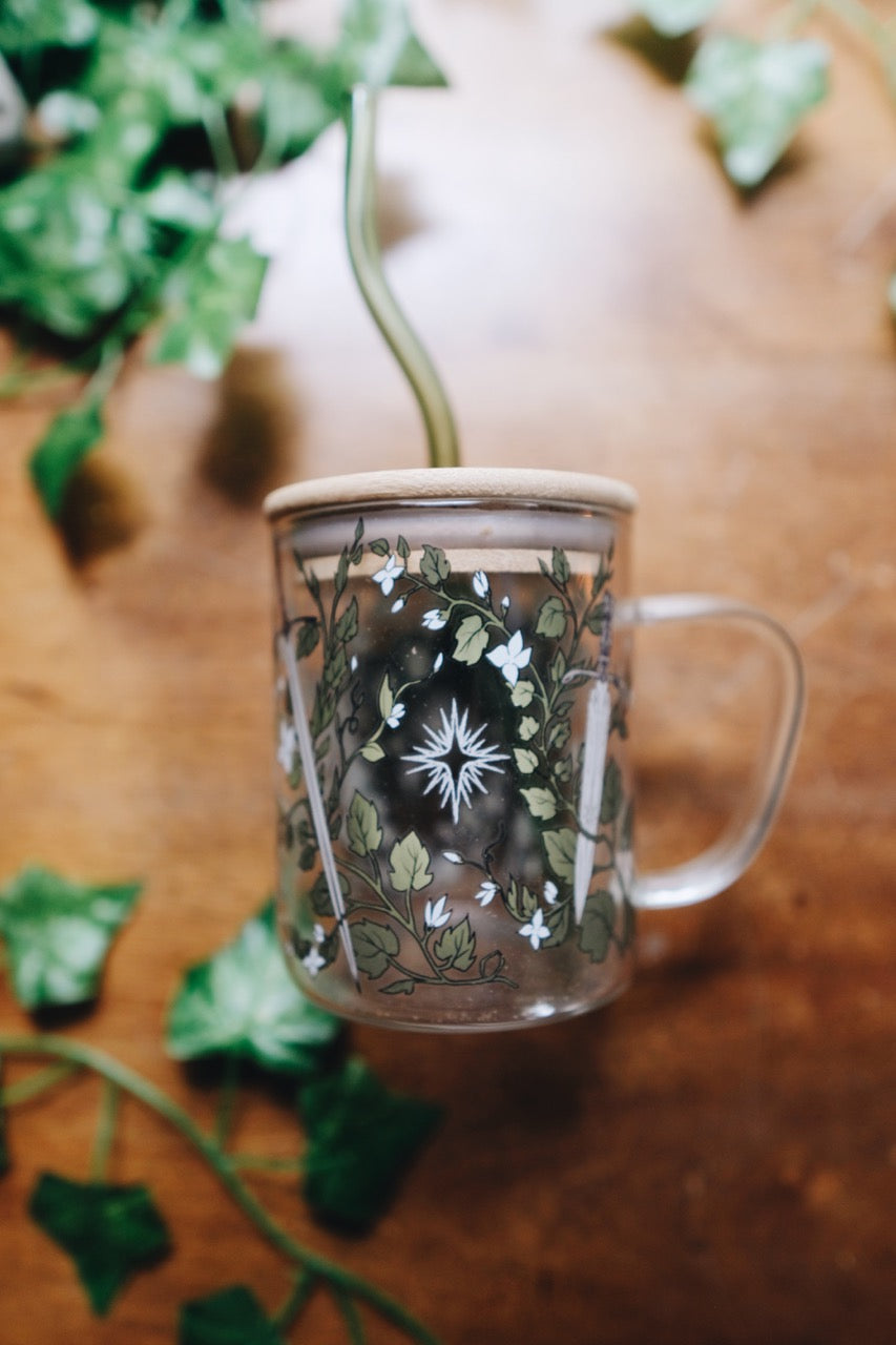 Everbloom Ivy Mug | With Bamboo Lid & Green Glass Straw | 14oz | Warriors & Mages