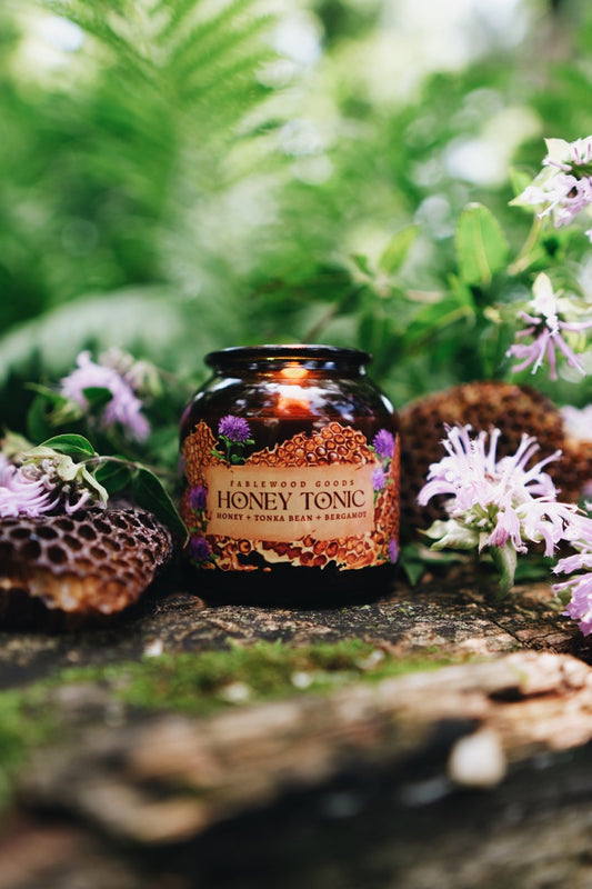 Honey Tonic | 8oz Apothecary Soy Candle | Wild Beragmot, Honey and Tonka
